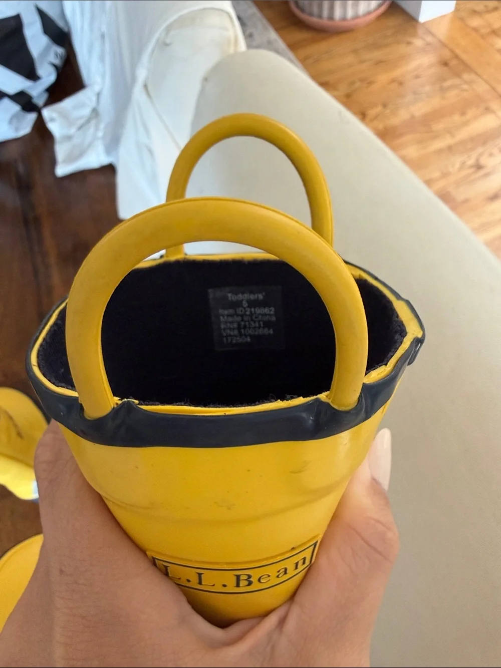 L.L. Bean Yellow and Navy Kids Rain Boots
